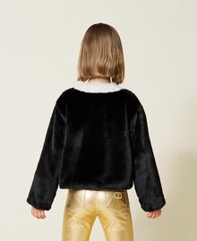 Two-tone faux fur jacket Bicolour Black / Off White Child 222GJ2170-03