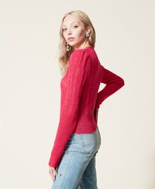 Fitted jumper with knitwork "Bright Rose” Pink Woman 222AP3550-03