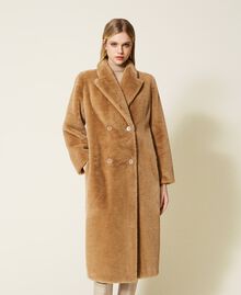 Double-breasted faux fur coat "Dune" Beige Woman 222TP2180-04