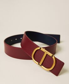 Reversible leather belt with logo Two-tone Grape / "Dress" Blue Woman 222TA4064-04