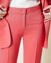 Linen blend twill cigarette trousers "Wild Azalea” Red Woman 221TT2199-06