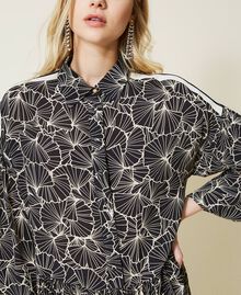 Short printed dress with flounces Black / Ecru Ginkgo Leaf Woman 222TP2521-06