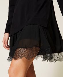 Knit dress with insert and lace Black Woman 222TP3164-05