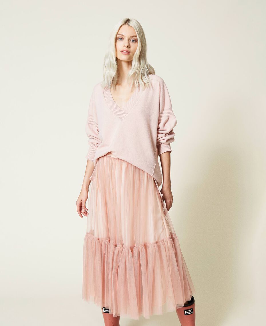 Eco-friendly tulle skirt Quartz Pink Woman 212TQ2130-01