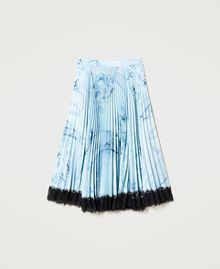 Long pleated satin skirt with lace Woman 231AT2282-0S