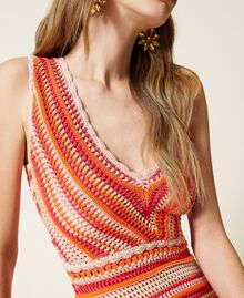 Robe mi-longue en maille crochet multicolore Multicolore Crochet Orange « Cherry Tomato » Femme 221TT3134-05