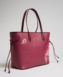 Printed shopper with clutch Beet Red Butterfly Floral Print Woman 192TA7017-01