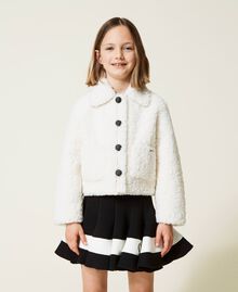 Reversible faux fur jacket Dark Mother-of-Pearl Child 222GJ217A-01