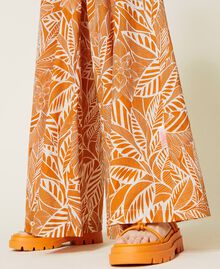 Pantaloni a palazzo in mussola stampata Stampa "Summer" / Arancio "Spicy Curry" Donna 221AT2650-07