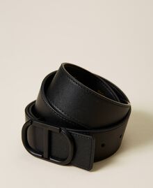 Leather belt with tonal logo Black Woman 222TA406A-01