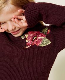 Fisherman's rib turtleneck jumper with embroidery Myrtle Red Child 222GJ3085-05
