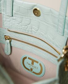 Mittelgroße Twinset Bag im Shopperformat aus Leder Krokoprint „Lichen“-Grün Frau 221TB7330-05