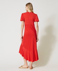 Midi dress with flounce "Watermelon” Red Woman 231LB2GAA-03