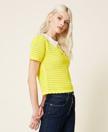 Regular jumper with removable collar Vivid Yellow Woman 221AT3152-03