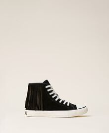 Leather trainers with fringes Black Woman 212TCP100-01
