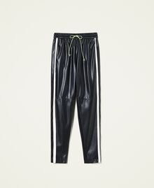 Pantalon de jogging avec bandes contrastées Bicolore Noir / Blanc Nacre Femme 212AT2401-0S