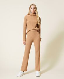 Pantalon en maille de laine et cachemire Beige "Dune" Femme 222TP3342-02