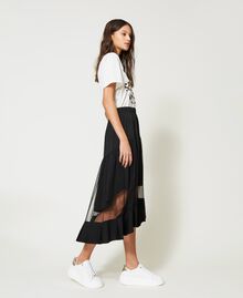 Long skirt with tulle inserts Black Woman 231LL22QQ-02