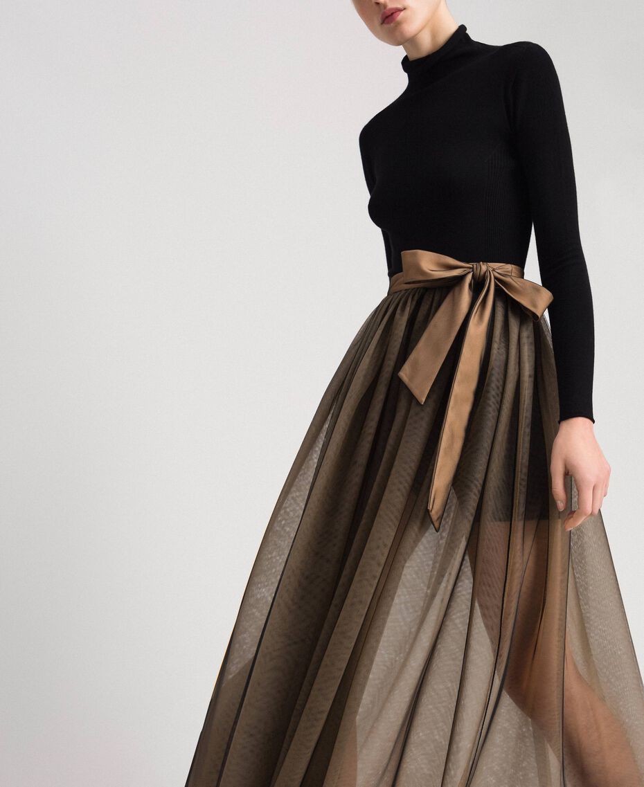 Long tulle skirt Woman, Black | TWINSET Milano