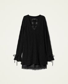 Treeblend yarn short openwork dress Black Woman 222TT3071-0S