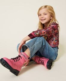Colourful leather combat boots with logo "Sunrise" Pink Child 222GCJ060-0S