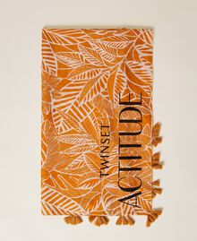 Keffieh imprimé avec pompons Imprimé « Summer »/Orange « Spicy Curry » Femme 221AO5368-01