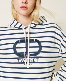 Striped hoodie with logo "Snow" White / Blue Stripe Woman 222TP2132-04