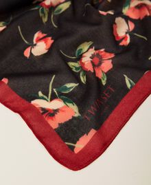 Floral print kefiah Fadeout Black / “Coral Candy” Red Flowers Woman 212TO504J-03