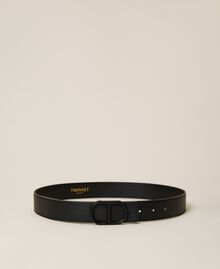 Leather belt with tonal logo Black Woman 222TA406A-02