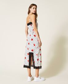 Slip dress with heart and poppy print Off White Romantic Poppy Print Woman 222TQ201A-04