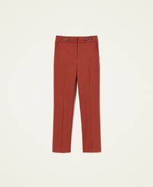 Pantaloni in saia misto lana con morsetti Nero Donna 222TT2303-0S