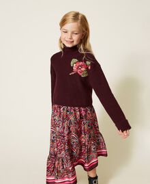 Fisherman's rib turtleneck jumper with embroidery Myrtle Red Child 222GJ3085-01