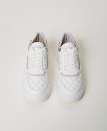 Platform trainers with logo and laminated details Two-tone Optical White / Gold Woman 231ACP112-04
