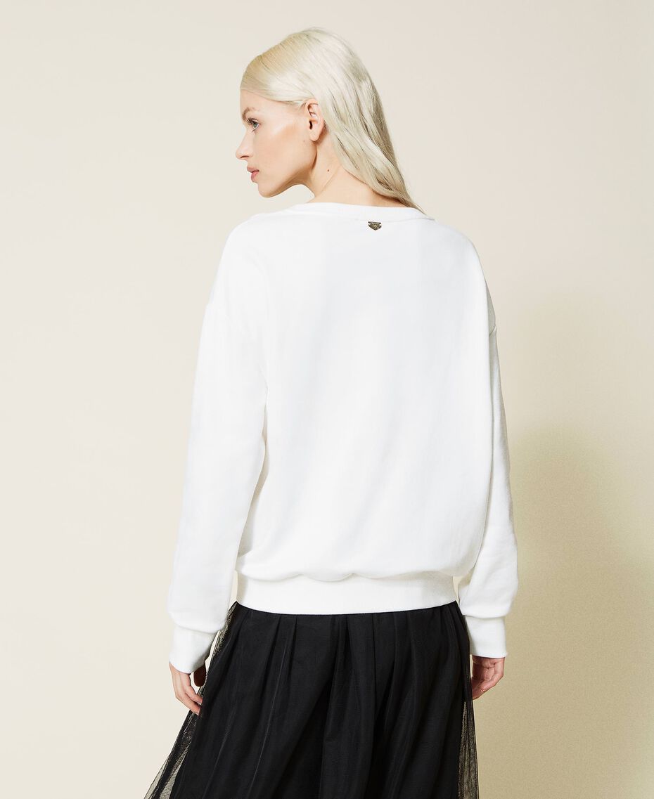 Sweat-shirt avec imprimé Twin Queen Blanc "Ice" Femme 221LL2MCC-03