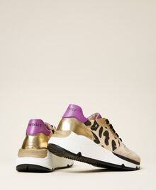 Zapatillas de running con estampado animal print Multicolor Oro / Estampado Maculado Mazapán / Wood Violet Niño 212GCJ090-04