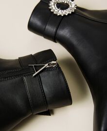 Ankle boots with strap and jewel buckle Black Woman 222ACP252-04