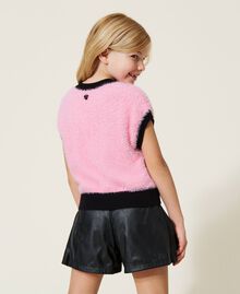 Fur stitch knitted gilet "Sunrise" Pink Child 222GJ308E-04