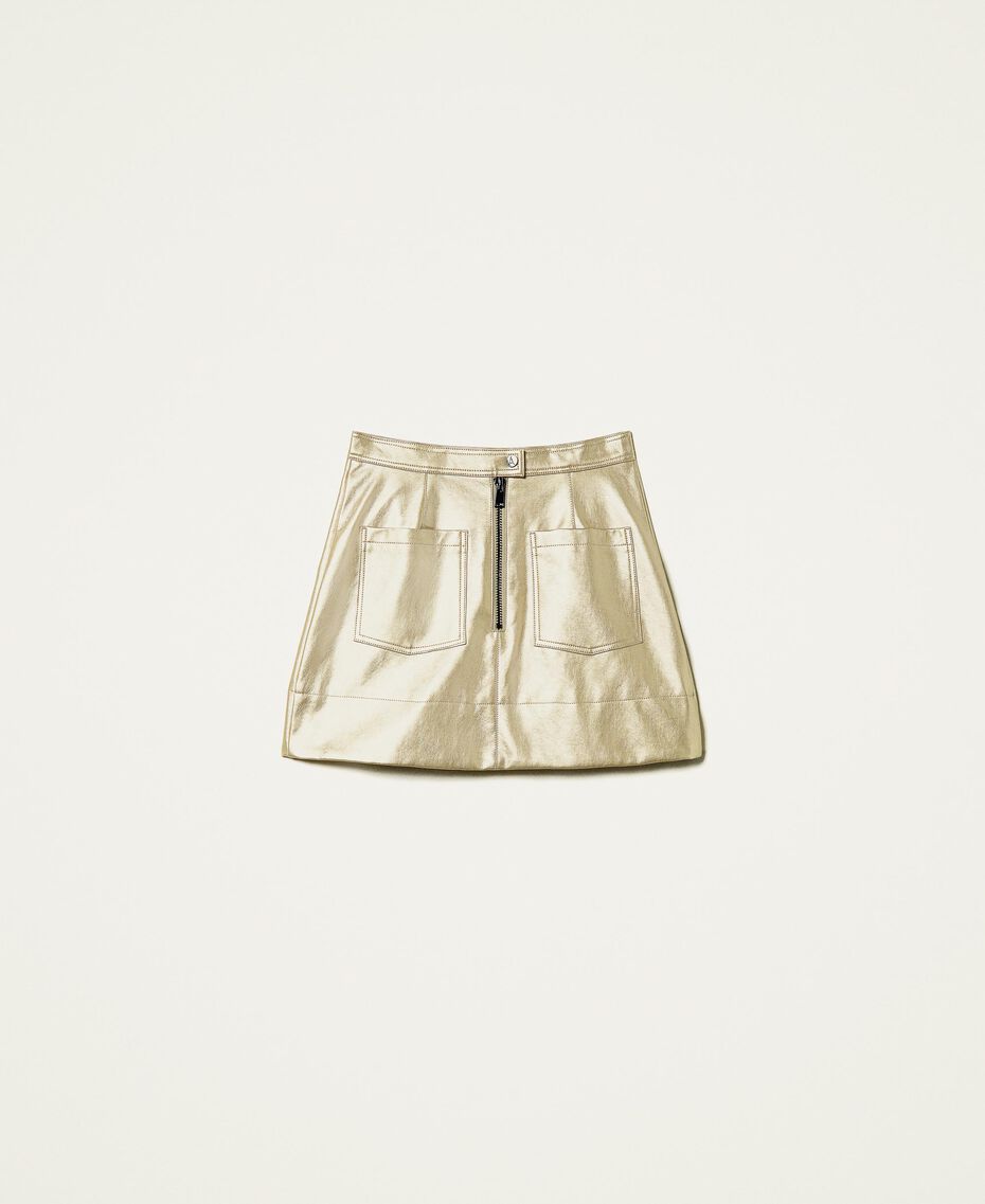 Laminated leather-like mini skirt Pale Gold Woman 222AP2341-0S