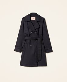 Double breasted gabardine trench coat Black Woman 999TN210A-0S