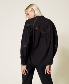 Muslin shirt with embroidery Ivory Woman 212TP2191-04