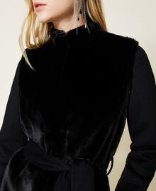 Wool blend coat with faux fur Black Woman 222TP2290-04