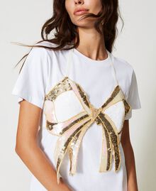 Regular t-shirt with removable bow "Papers" White Woman 231AP2301-06