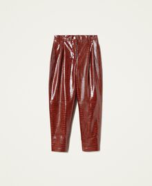 Crocodile print trousers "Light Tan” Beige Woman 212LI2EBB-0S