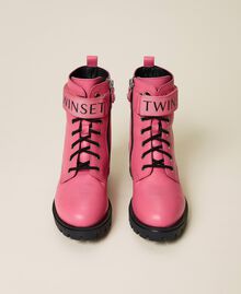 Colourful leather combat boots with logo "Sunrise" Pink Child 222GCJ060-05
