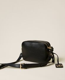 Multi-zip shoulder bag with Oval T charm Black Woman 222TD8321-04