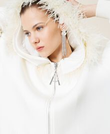 Scuba jacket with feathers White Gardenia Woman 221AT2393-06