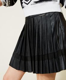 Leather-like pleated trouser skirt Black Child 222GJ2261-05