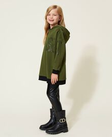 Leather-like maxi hoodie and leggings "Cypress" Green Child 222GJ212B-03