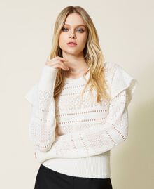 Openwork jumper with flounces White Snow Woman 222TP3224-05