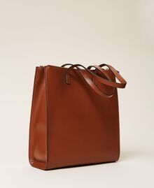 Vertical 'Kus' shopper with logo Leather Brown Woman 212TB7060-05